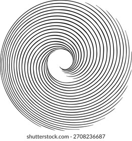 Ein schwarz-weißes Spiralmuster, das einem Wirbel oder Whirlpool ähnelt, mit konzentrischen Linien, die einen hypnotischen Effekt erzeugen.