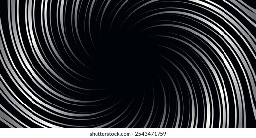 Black and white Spiral Swirl radial background. Vortex and Helix background. Vector illustration