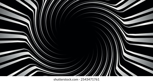 Black and white Spiral Swirl radial background. Vortex and Helix background. Vector illustration