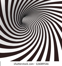 Black And White Spiral Tunnel. Vector