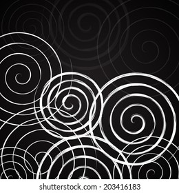 Black and white spirals background, grunge abstract texture,