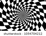Black and white spirals of the rectangles radial expanding from the center, Optical illusion - chessboard swirl,