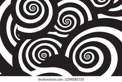 Black and white spirals. Vector graphic.