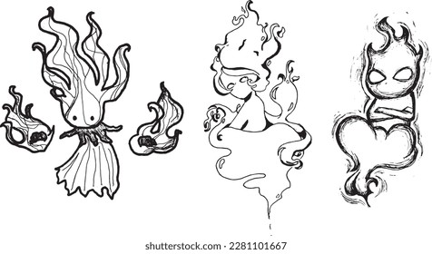 Black   white spirit creature illustration