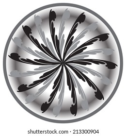 a black and white Spirograph pattern isolated on the white background