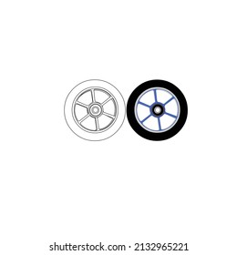 black and white spokes motorcycle wheel design drawing