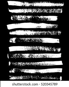Black and white sponge print striped grunge brushes. Vector illustration