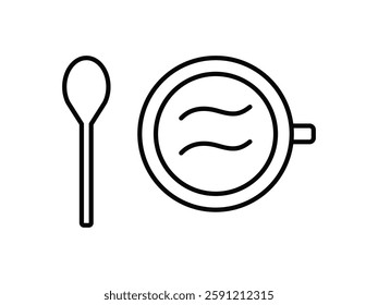 black and white spoon and coffee vector logo