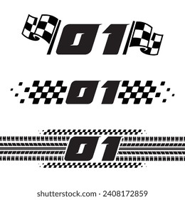 Black and white sport background with checkered flags and stars for racing competitions and rally banners