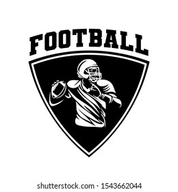 Black and white sport badge of american football player