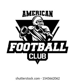 Black and white sport badge of american football club with triangle