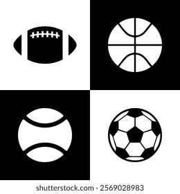 Black and White Sports Balls for Baby Development - Vector Illustration