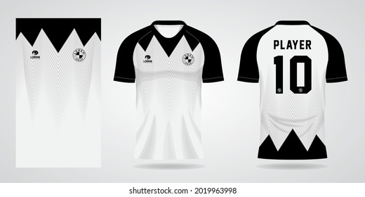 black white sports jersey template for team uniforms and Soccer t shirt design