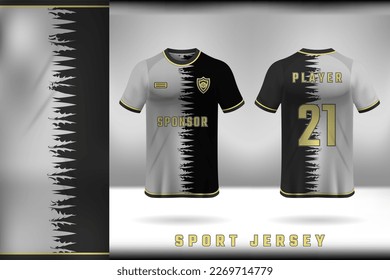 Black and white sports jersey template design