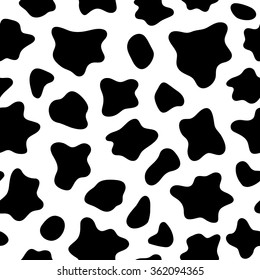 Black and white spotted seamless texture animal skin cow, vector