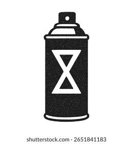 Black and white spray can icon in flat graphic design. Ideal for urban art, graffiti, painting, or street culture themes.  