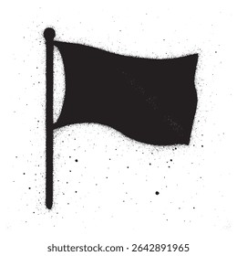 Schwarz-Weiß-Spray-Paint-Flag-Symbol mit Farbspritzeffekt.