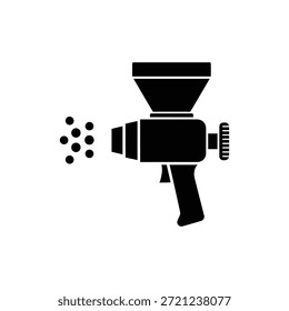 Icono de herramienta de pulverización en blanco y negro que muestra la pulverización del dispositivo de mano