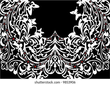 Black and white spring ornament
