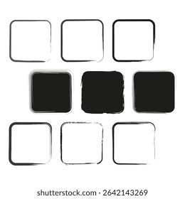 Black white square. Bold contrast icon. Layout block vector. Abstract form symbol.