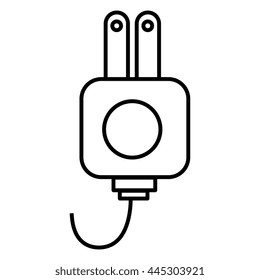 black and white square charger front view over isolated background, vector illustration 