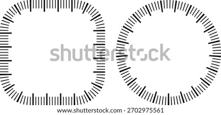 black white square and circular clock face  frame