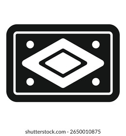 Black and white square cookie with filling icon in simple style isolated on white background