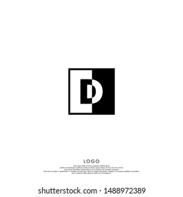 black and white square D logotype creative logo template design.