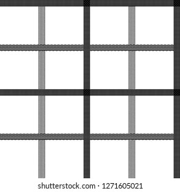Black white  square fabric texture seamless pattern. Vector illustration.