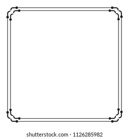 Black and white square frame. Copy space. Design element for your artwork. Vector clip art.