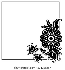 Black White Square Frame Flowers Copy Stock Vector (Royalty Free ...