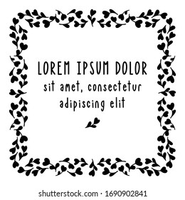 Black and white square frame pattern with space for text. Suitable for greeting cards, book covers or invitations. Vector template.
