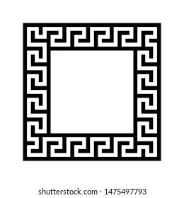 Black and white square frame with vintage Greek ornament vector