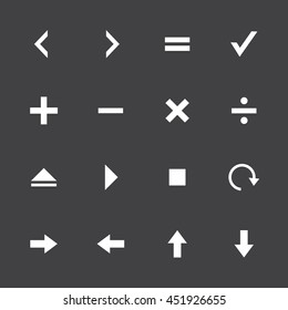 Black and White square icons of calculator and computer