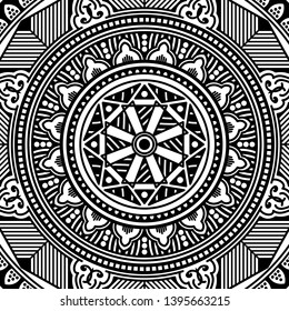 Black and white square mandala for coloring page