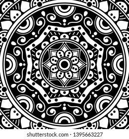 Black and white square mandala for coloring page