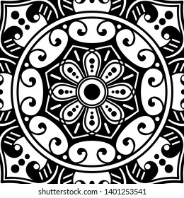 Black and white square mandala for coloring page