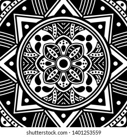 Black and white square mandala for coloring page