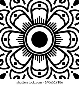 Black and white square mandala for coloring page