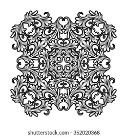 black and white square ornament