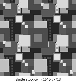 Black and white Square seamless vector pattern