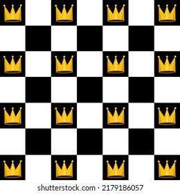 black and white square shape with cartoon king crown pattern design. 