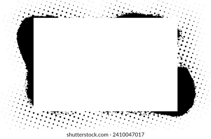 a black and white square shape vintage frame with a black and white dot pattern, black and white frame border,