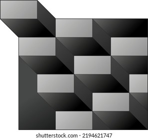 Black And White Square Stairs Optical Illusion 