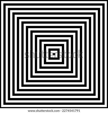 Black and white square stripes seamless pattern. Hypnotic geometric lines background. Vector illustration for web design or print for fabric, packaging, wallpaper. Abstract monochrome background.