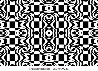 schwarz-weißes Quadrat und wirbelnder Hintergrund
