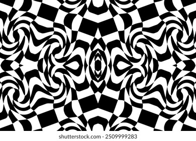 schwarz-weißes Quadrat und wirbelnder Hintergrund