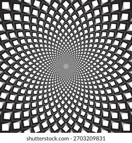 black and white squares forming a circle optical illusion