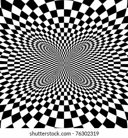 Black and White Squares Projection on Torus. Vector Illustration