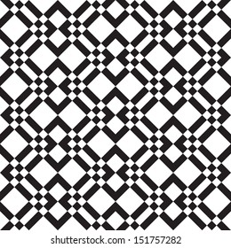 Black and white squares. Seamless patchwork pattern. Suitable for floors, walls, carpet, cloth, background.